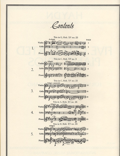 Haydn, F.J.: Five Celebrated Trios International edition (violin, cello, piano)