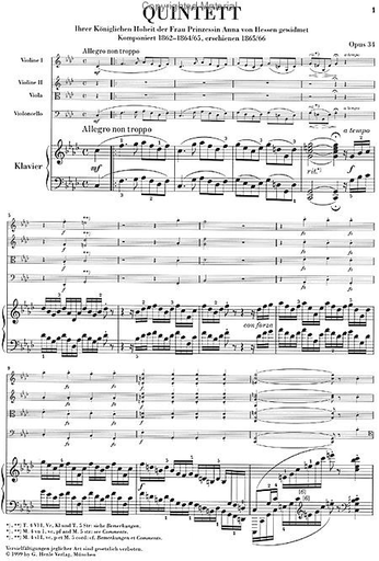 Brahms (Struck): Quintet in F minor, Op.34 - URTEXT (piano quintet) Henle Verlag