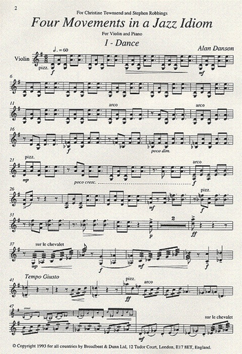 Danson, Alan: Four Movements in a Jazz Idiom (violin & piano)