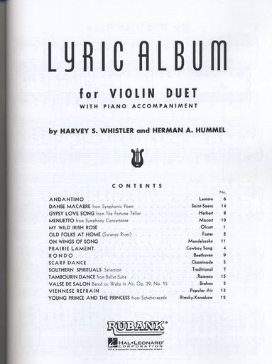 Whistler, Henry: Lyric Album (2 violins & piano)