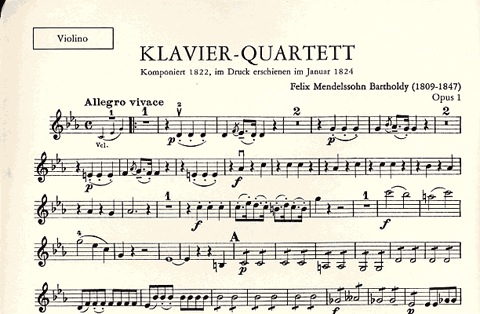 Mendelssohn, F.: Piano Quartet in C minor, Op.1 (violin, viola, cello, piano)
