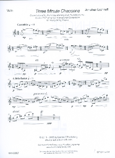 Leshnoff, Jonathan: Three Minute Chaconne (violin)