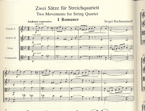 Rachmaninoff, Sergei: Two Movements for String Quartet, score and parts