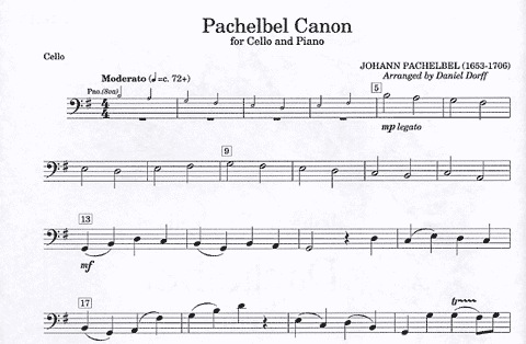 Pachelbel, Johann (Dorff): Canon (cello & piano)