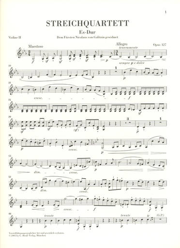 Beethoven, L.van (Platen, ed.): String Quartet in Eb, Op. 127, urtext (2 violin, viola, and cello)