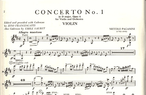 Paganini, Niccolo (Fracescatti/Sauret): Concerto No. 1 D major, Op.6 (violin & piano)