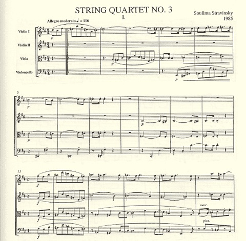 Stravinsky, Soulima: String Quartet No. 3 (score and parts)