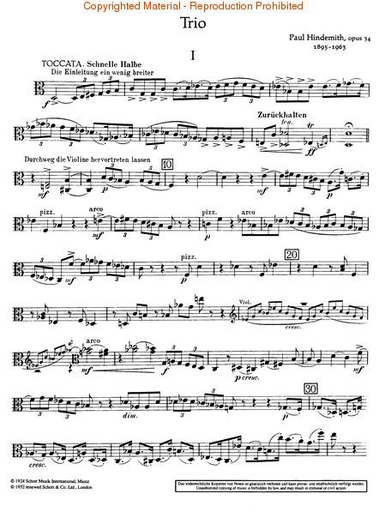 Hindemith, P.: Trio No.1, Op.34 (violin, viola, and cello)