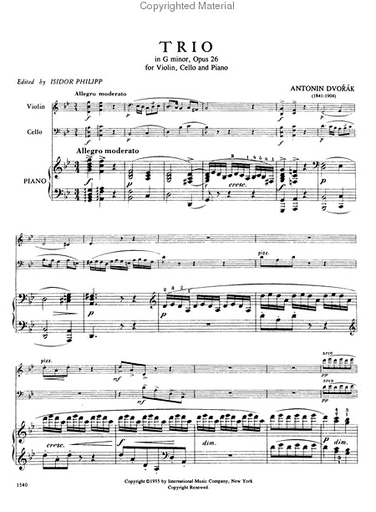Dvorak, Antonin: Piano Trio Op.26 (violin, cello, piano)
