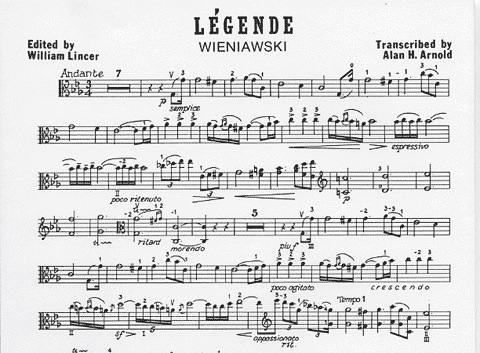 Wieniawski (Arnold): Legende (viola & piano)