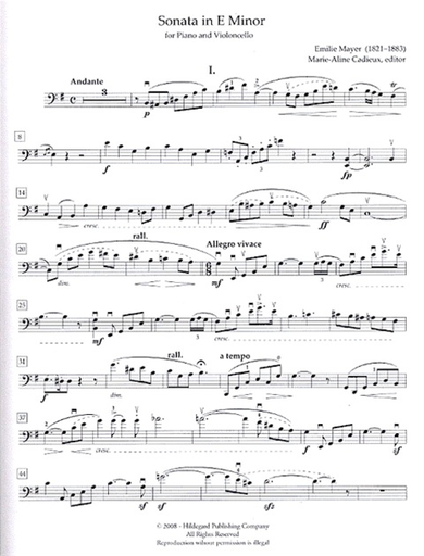 Mayer, Emilie: Sonata in E Minor (cello & piano)