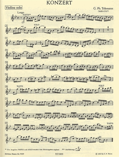 Telemann, G.P.: Violin Concerto ''Pisendel) (violin & piano)