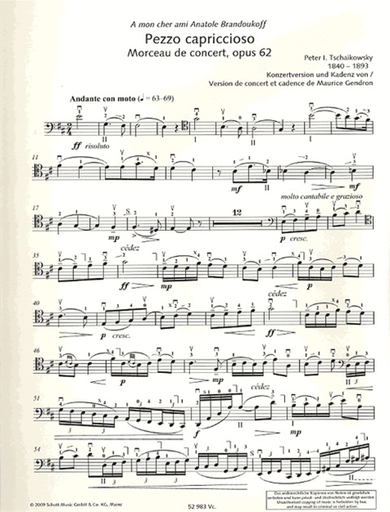 Tchaikovsky, P.I. (Gendron): Pezzo Capriccioso, Op.62 (cello & piano)