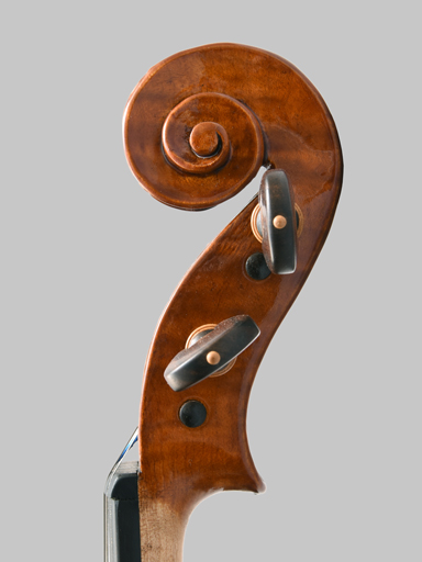 Cheryl Macomber violin, 2016, Sacramento USA, with decorative carved scroll