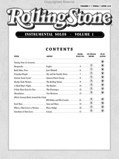 Rolling Stone Magazine: 500 Greatest Songs of All Time V. 1 (viola & cd)
