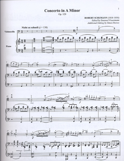 Schumann, Robert Feuermann, ed.): Concerto in A Major Op. 129 (cello & piano)