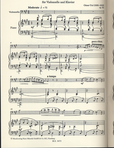 Cui, Cesar: Barcarolle, Op. 81 (cello & piano)