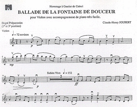 Joubert, Claude Henry: Ballade de la Fontaine Douceur (violin & piano)