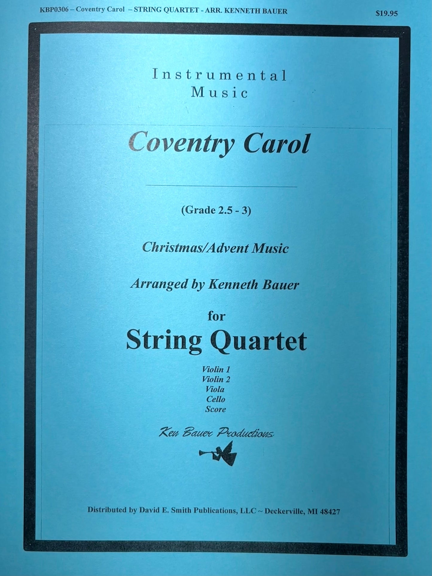 Bauer, K.: Coventry Carol for Christmas/Advent (string quartet)