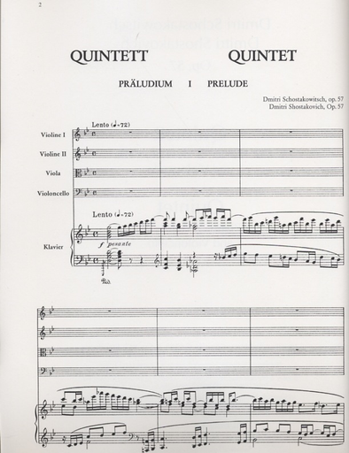 Shostakovich, Dmitri: Quintet Op.57 (piano, 2 violins, Viola, Cello)
