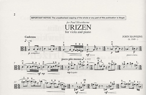 Hawkins, J: Urizen (viola & piano)