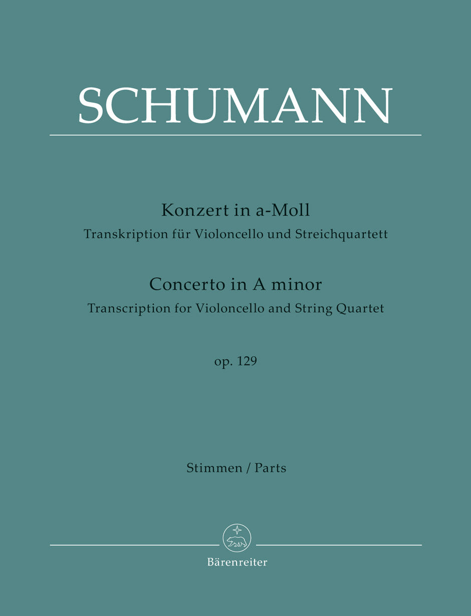 Schumann, R. (Wadsworth): Cello Concerto in A minor, Op.129 (cello & string quartet)(Quintet) Barenreiter | Metzler Violins