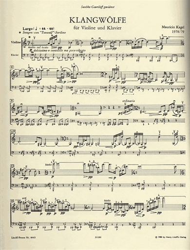 Kagel, Mauricio: Klangwoelfe (violin & piano)