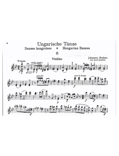 Brahms, Johannes (Joachim): Hungarian Dances #5 & 6 (violin & piano)
