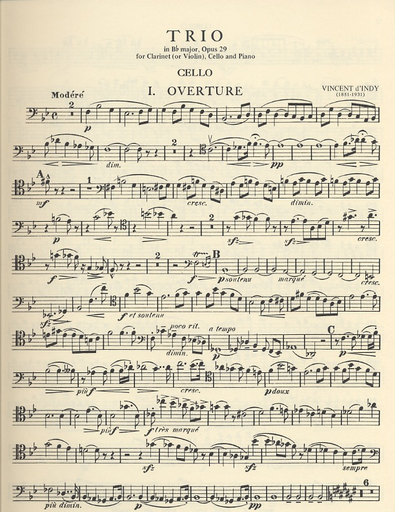 d'Indy, Vincent: Trio Op. 29 for clarinet or violin, cello & piano