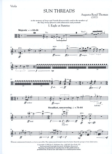 Thomas, Augusta Read: Sun Threads for String Quartet-score and parts (2002)