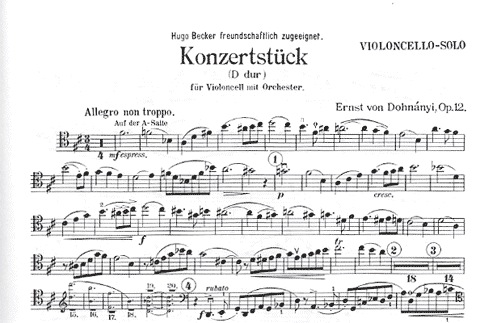 Dohnanyi, Ernst: Konzertstuck Op.12 (cello & piano)