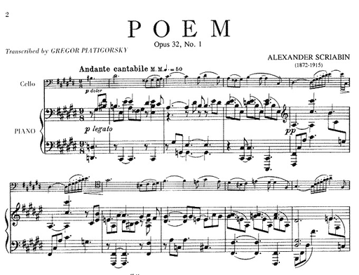 Scriabin, A. (Piatigorsky): Poem Op.32, No.1 (cello & piano)
