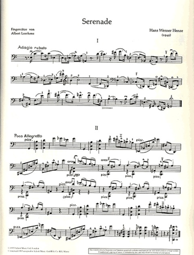 Henze, Hans Werner: Serenade (solo cello)
