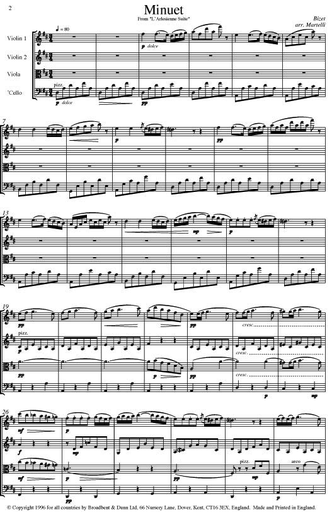 Bizet, Georges (Martelli): Minuet L'Arlesienne (string quartet)