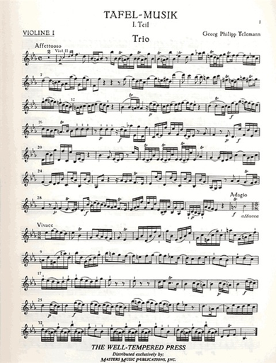 Telemann, G.P.: Tafelmusik 1: Trio in Eb "Hinnenthal" (2 violins, cello, piano)