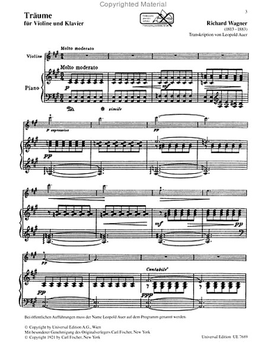 Wagner, R.: Traume transcribed by Leopold Auer (violin and piano)