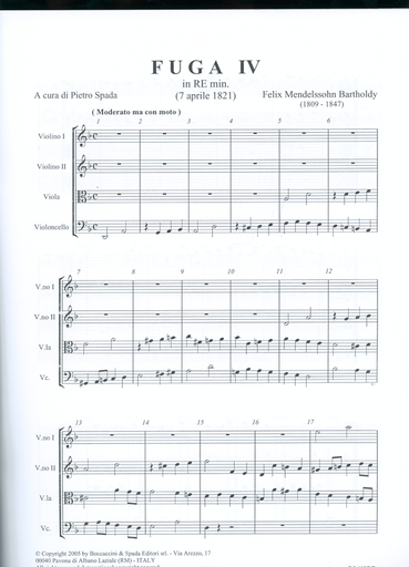 Mendelssohn, F.: 12 Fughe per Archi Bk.2 (string quartet score and parts)