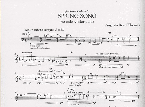 Thomas, Augusta Read: Spring Song (cello solo)