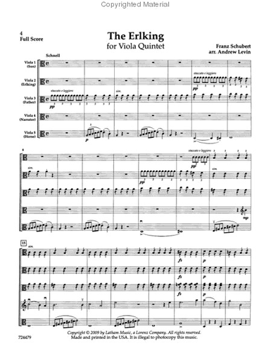 Schubert, F. (Levin): The Erlking for Viola Quintet (5 violas)