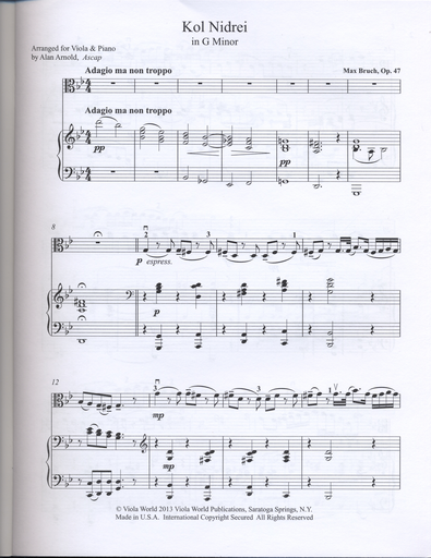 Bruch, Max (Arnold): Kol Nidrei (viola & piano)