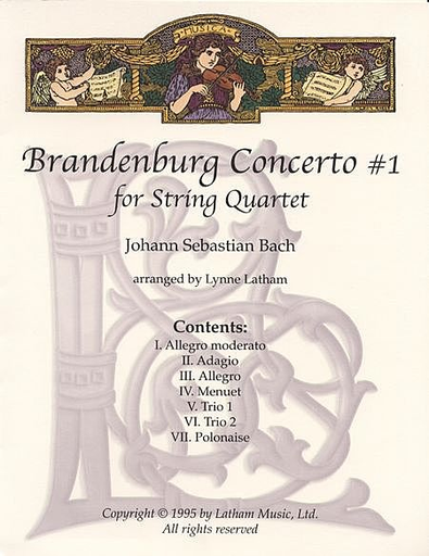 Bach, J.S. (Latham): Brandenburg Concerto No. 1 (string quartet, score & parts with optional violin 3 part)