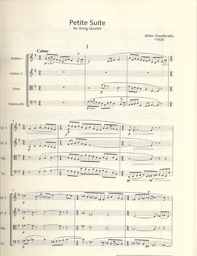 Theodorakis, Mikis: Petite Suite for String Quartet (score and parts)