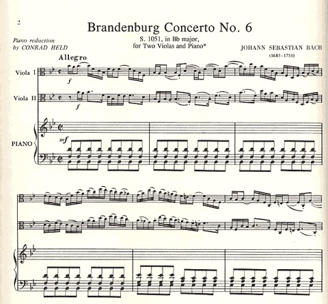 Bach, J.S.: Brandenburg Concerto #6 (2 violas & piano)