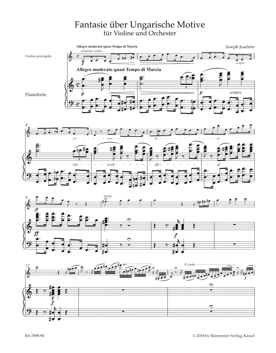 Joachim: Fantasy on Hungarian Themes, on Irish Themes (violin, piano) Barenreiter