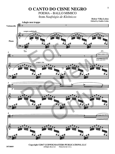 Villa-lobos, H: O canto do cisne negro (cello, piano) Ludwig Masters