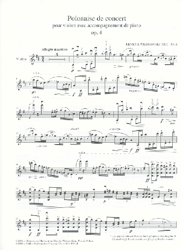 Wieniawski, Henri: Polonaise de Concert in D, Op. 4 (violin & piano)