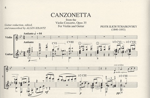 Tchaikovsky, P.: Canzonetta, Op.35 from the Violin Concerto (violin & guitar)