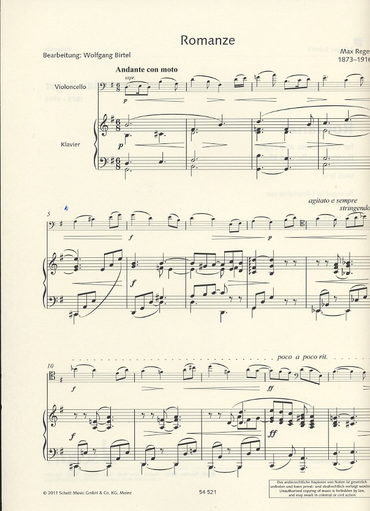 Reger, M. (Birtel, ed.): Romanze WoO II/10 (cello and piano)