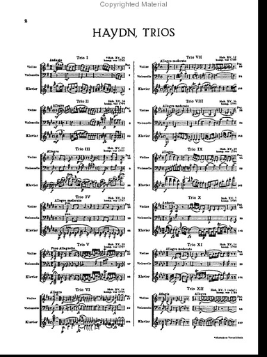 Haydn, F.J.: Piano Trios Vol.1,#1-6 Kalmus edition (violin, Cello, Piano)