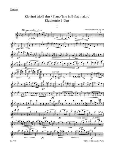 Dvorak, Antonin (Cubr): Piano Trio in Bb op.21 (violin, cello, piano) Barenreiter